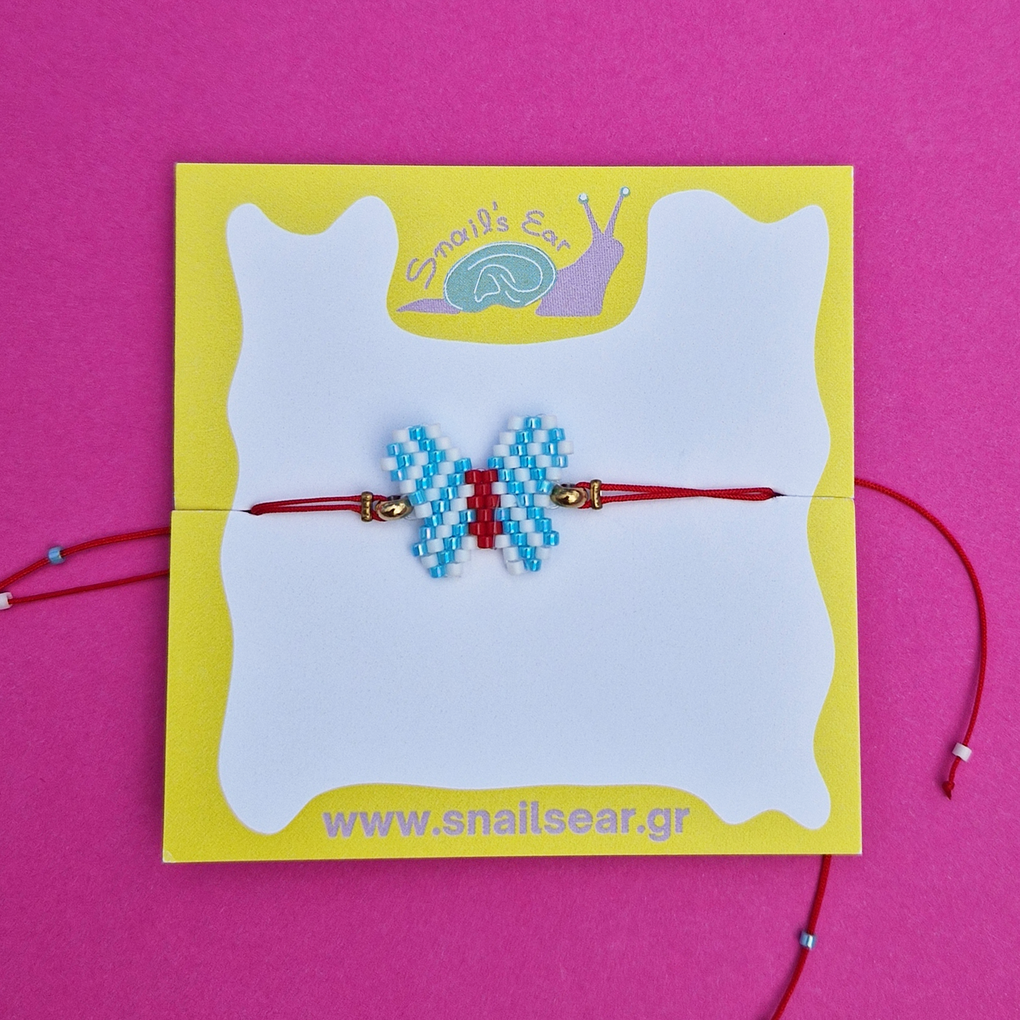 Μαρτάκι Χειροποίητο Γαλάζια Πεταλούδα από Χάντρες Miyuki και Μακραμέ για Ενήλικες και Παιδιά