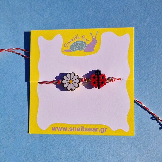 Μαρτάκι Χειροποίητο Πασχαλίτσα από Χάντρες Miyuki, Ατσάλινη Μαργαρίτα και Μακραμέ για Ενήλικες και Παιδιά