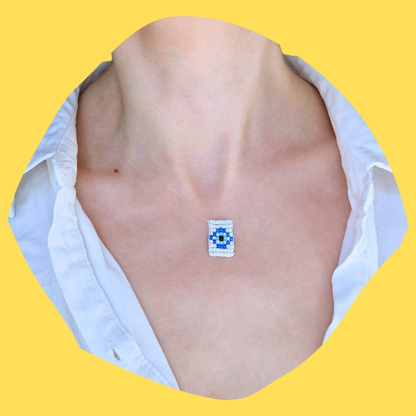 Χειροποίητο Κολιέ με Μάτι από Χάντρες σε Πετονιά