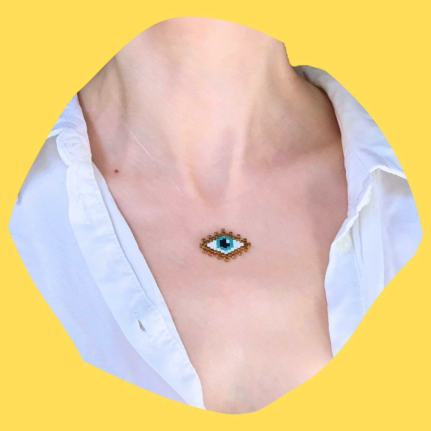 Χειροποίητο Κολιέ με Μάτι από Χάντρες Miyuki σε Πετονιά