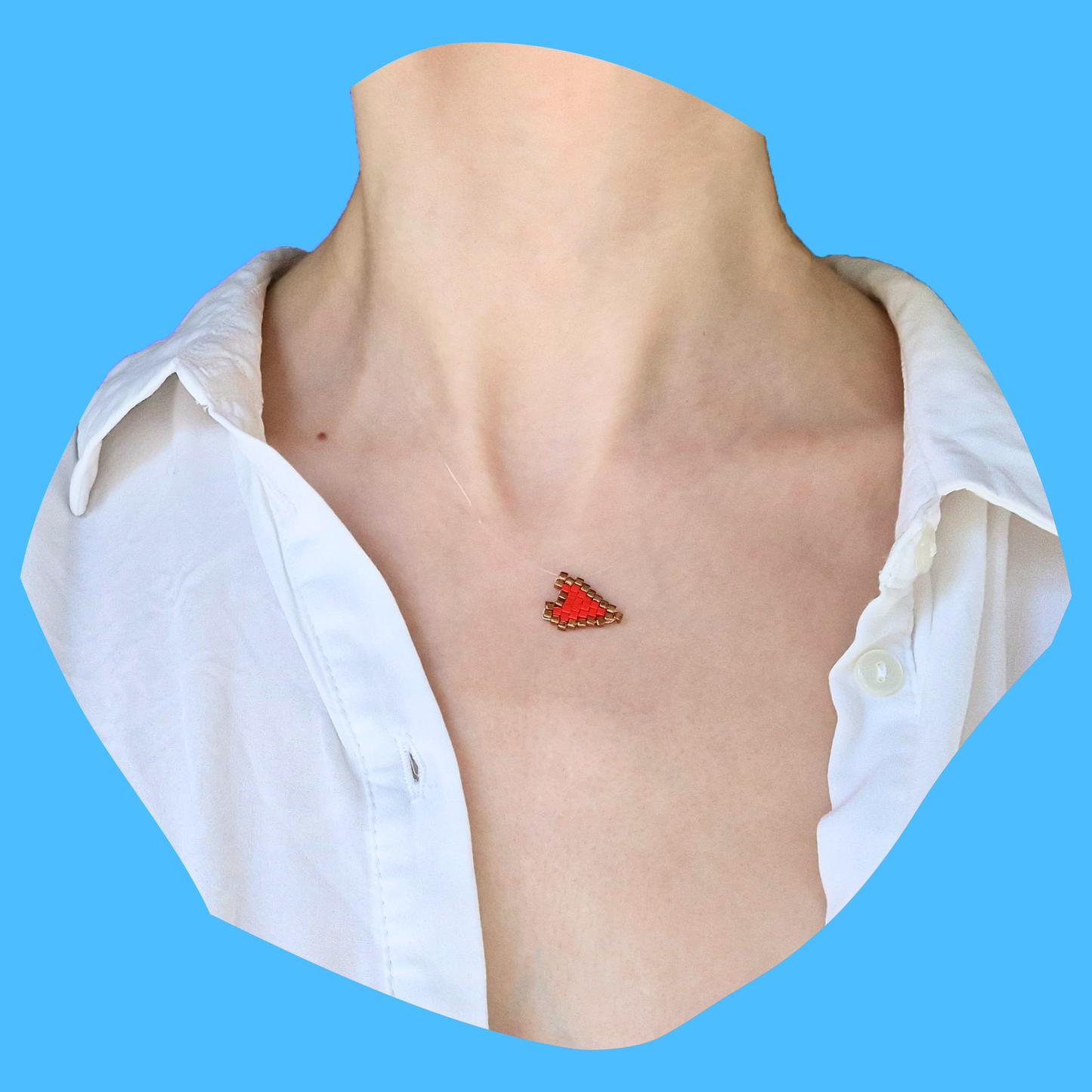 Χειροποίητο Κολιέ με Μικρή Κόκκινη Καρδιά από Χάντρες Miyuki σε Πετονιά