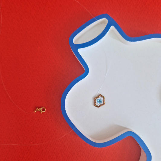 Χειροποίητο Κολιέ με Μικρό Μάτι από Χάντρες Miyuki σε Πετονιά