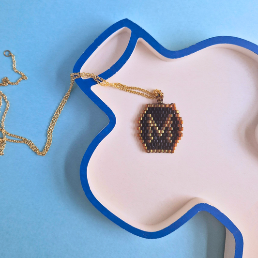 Χειροποίητο Κολιέ Χρυσό Μονόγραμμα σε Χρυσό Πλαίσιο από Χάντρες Miyuki σε Ατσάλινη Χρυσή Αλυσίδα