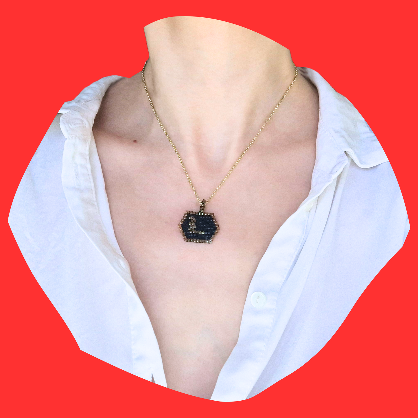 Χειροποίητο Κολιέ Χρυσό Μονόγραμμα σε Χρυσό Πλαίσιο από Χάντρες Miyuki σε Ατσάλινη Χρυσή Αλυσίδα