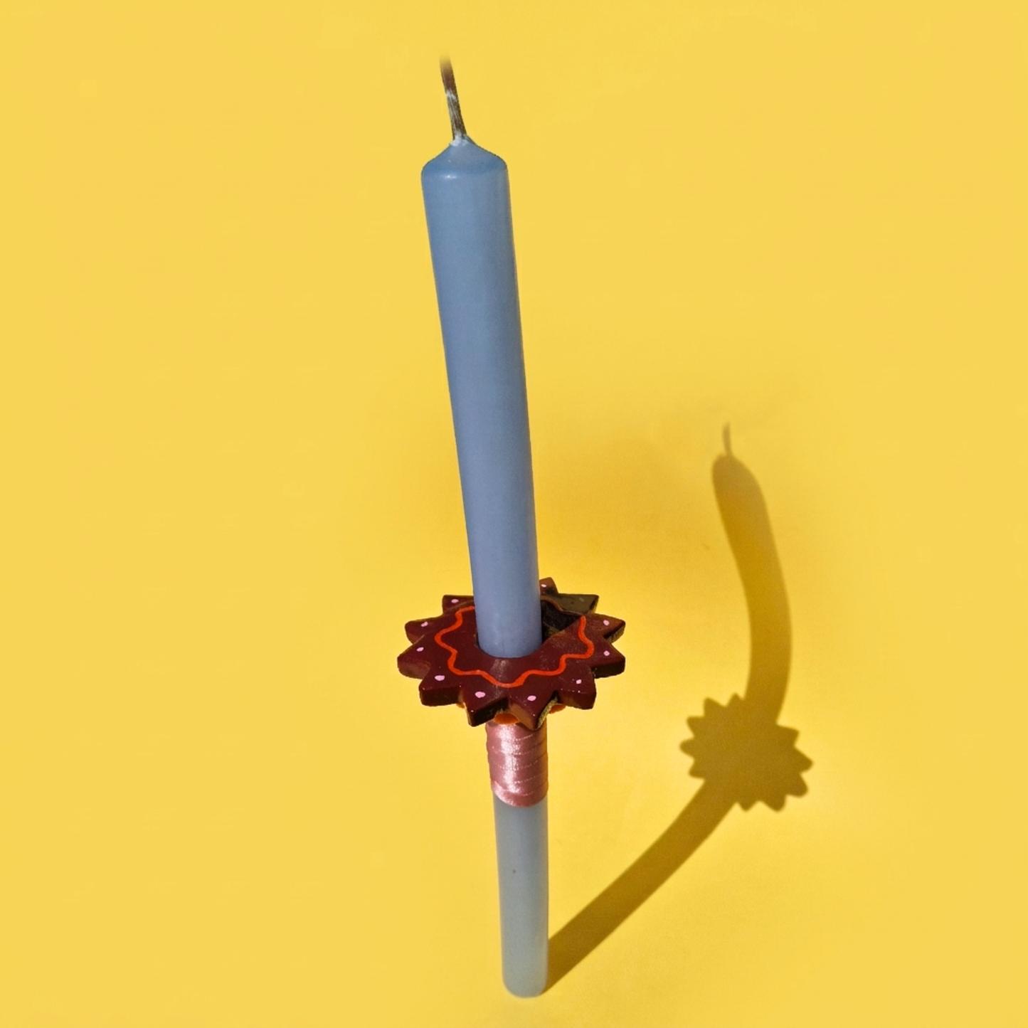 Πασχαλινή Λαμπάδα Χειροποίητη Αρωματική Γαλάζια με Κεραμικό Καφέ Στοιχείο