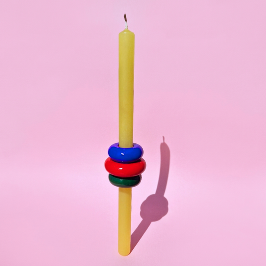 Πασχαλινή Λαμπάδα Χειροποίητη Αρωματική Κίτρινη με Πολύχρωμο Στοιχείο από Γύψο