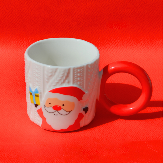 Χριστουγεννιάτικη Πορσελάνινη Κούπα Άγιος Βασίλης Santa με Στρογγυλή Λαβή