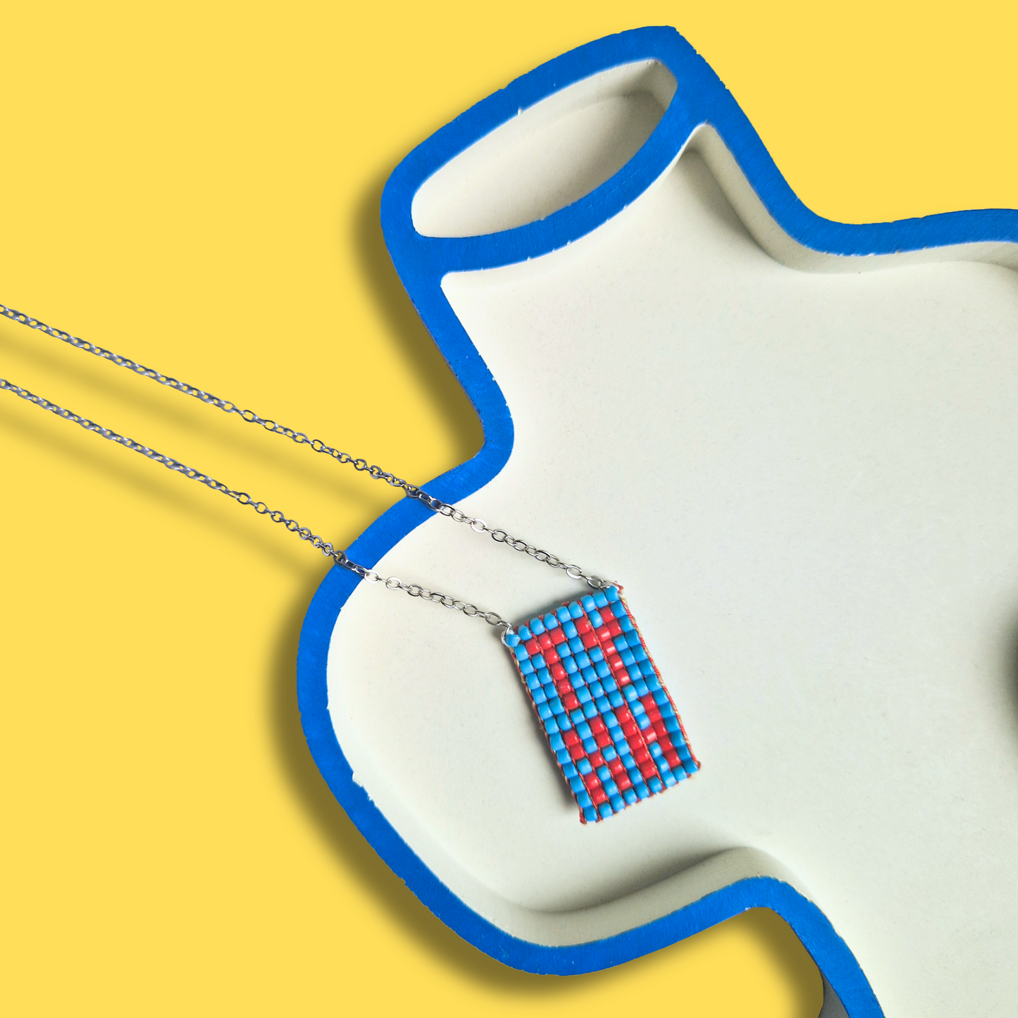 Χειροποίητο Κολιέ Τύχη από Χάντρες σε Ατσάλινη Ασημένια Αλυσίδα