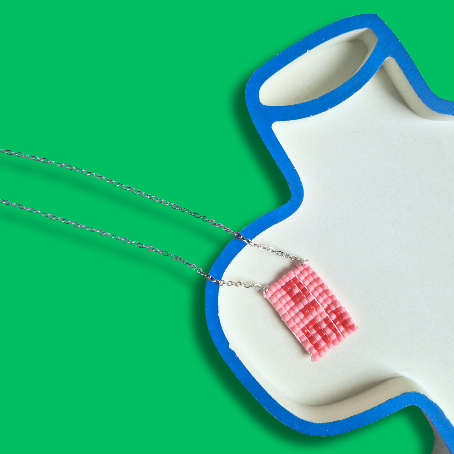 Χειροποίητο Κολιέ Ώπα από Χάντρες σε Ατσάλινη Ασημένια Αλυσίδα