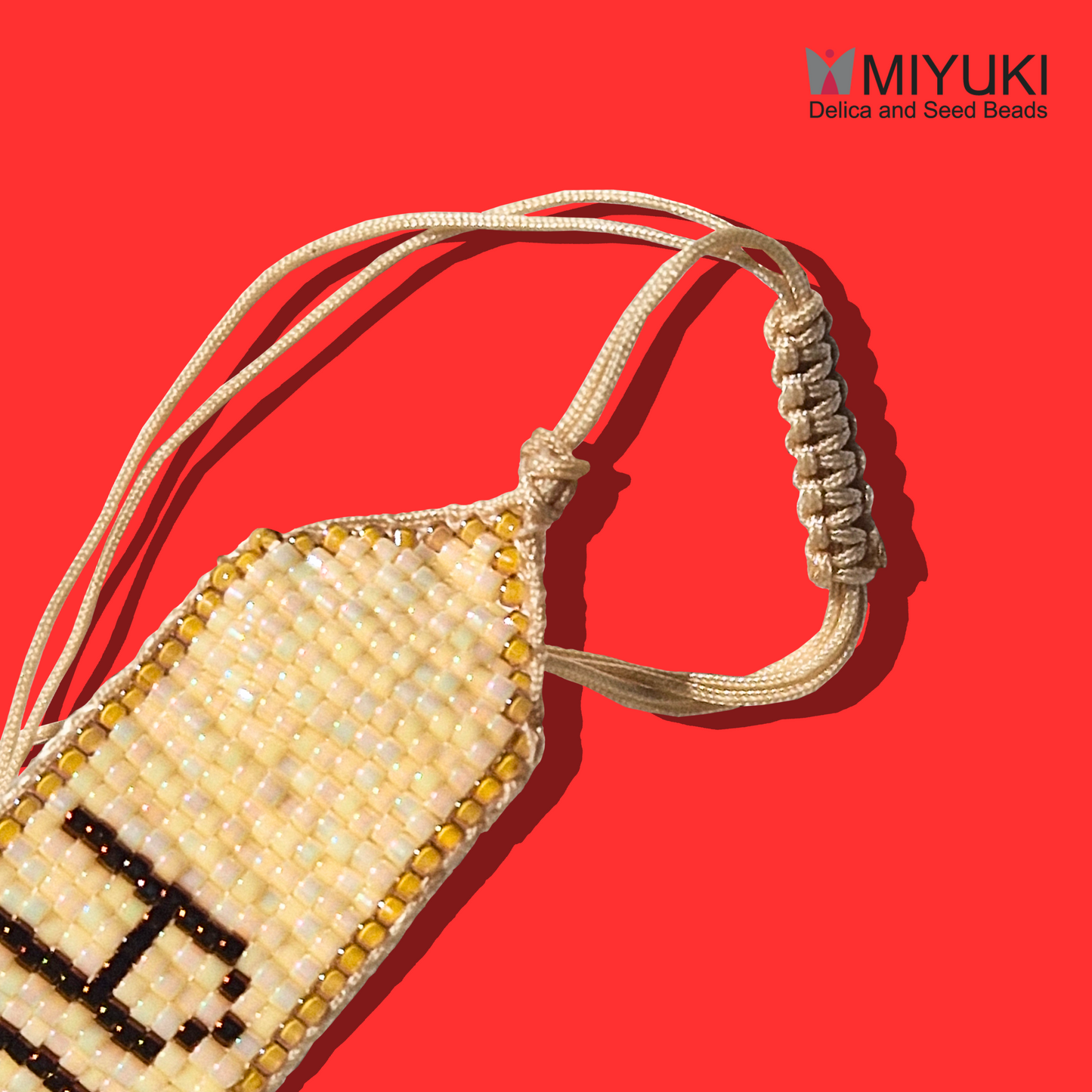 Χειροποίητο Βραχιόλι ΑΓΑΠΗ από Χάντρες Miyuki με Μπεζ Κούμπωμα Μακραμέ