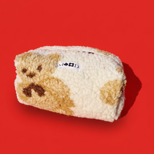 Χειροποίητο Καπιτονέ Κρεμ Νεσεσέρ Καλλυντικών Makeup Bag με Αρκουδάκια Teddy Bear