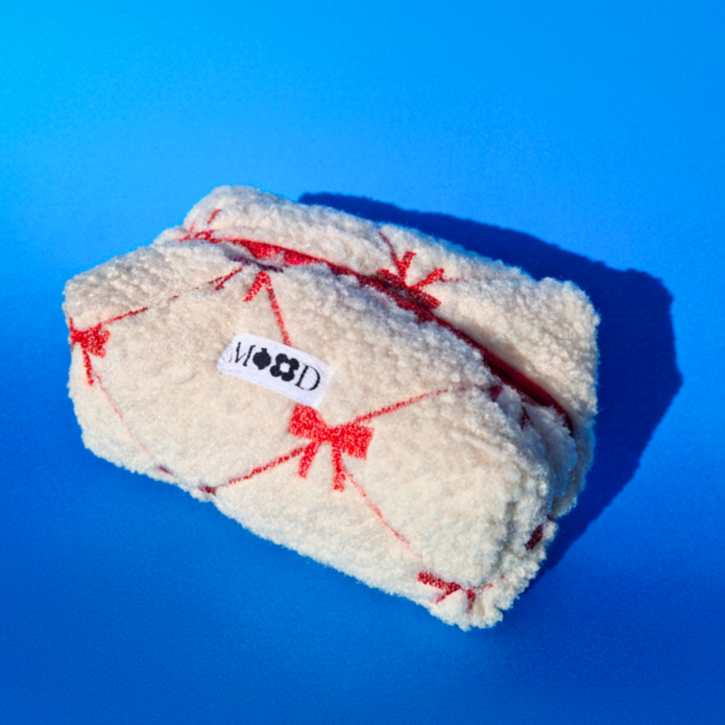 Χειροποίητο Καπιτονέ Κρεμ Νεσεσέρ Καλλυντικών Makeup Bag με Κόκκινα Φιογκάκια Bow