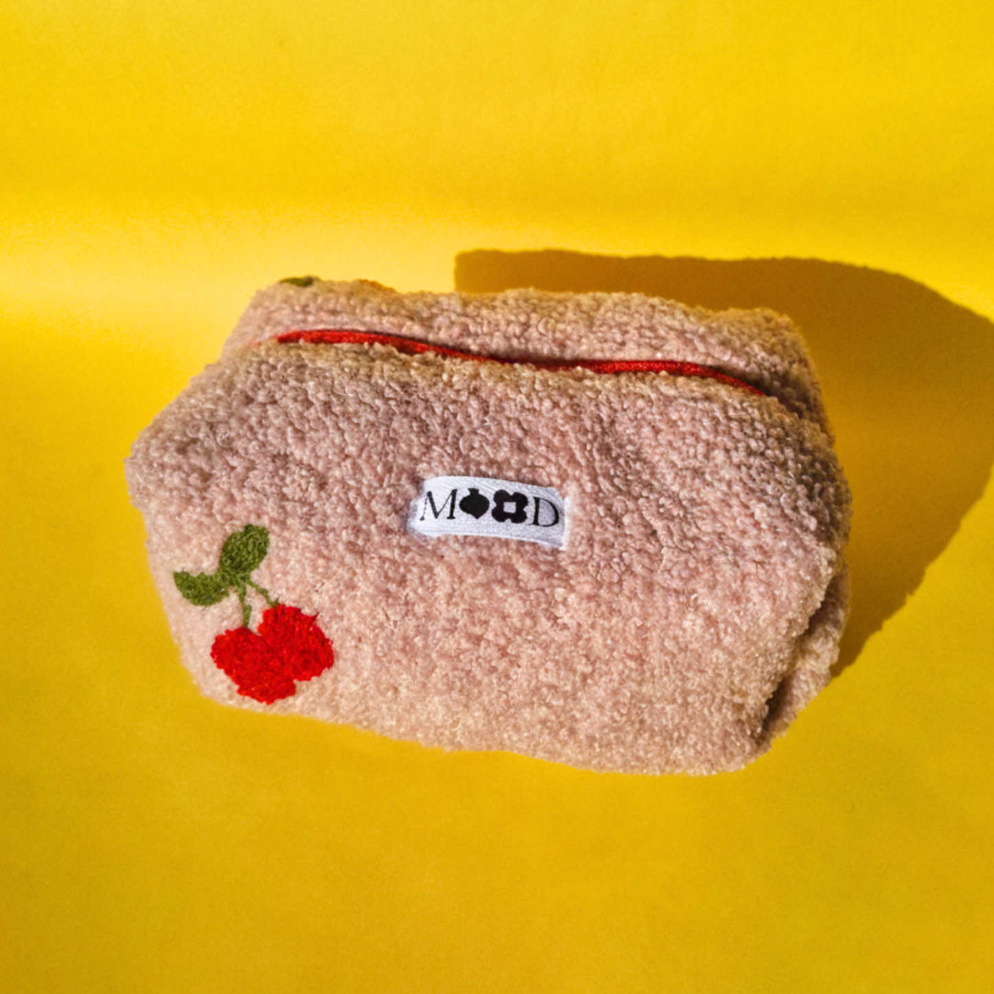 Χειροποίητο Καπιτονέ Ροζ Νεσεσέρ Καλλυντικών Makeup Bag με Κεράσια Cherry