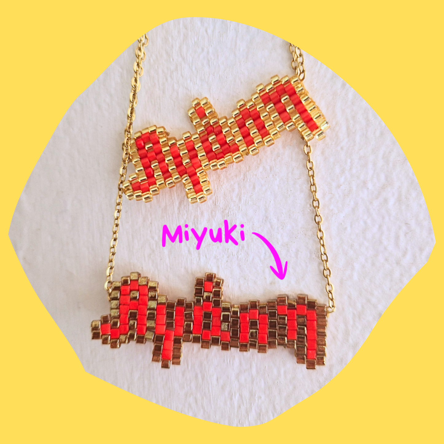 Χειροποίητο Κολιέ Αγάπη από Απλές Χάντρες ή Χάντρες Miyuki σε Ατσάλινη Χρυσή Αλυσίδα