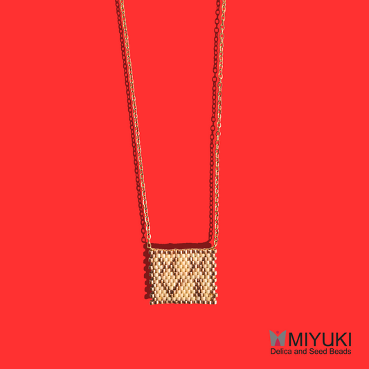 Χειροποίητο Κολιέ Γούρι 26 από Χάντρες MIYUKI σε Ατσάλινη Χρυσή Αλυσίδα