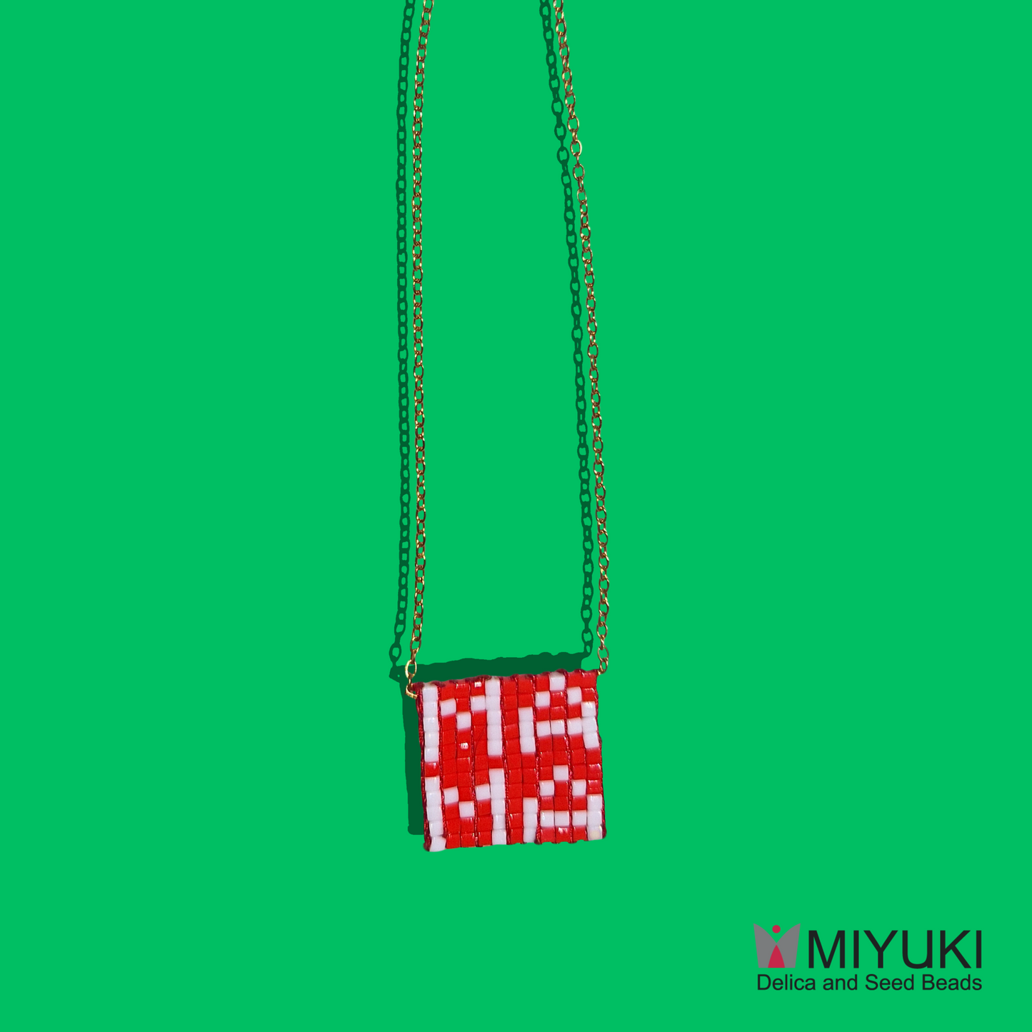 Χειροποίητο Κολιέ Μαμά από Χάντρες MIYUKI σε Ατσάλινη Χρυσή Αλυσίδα