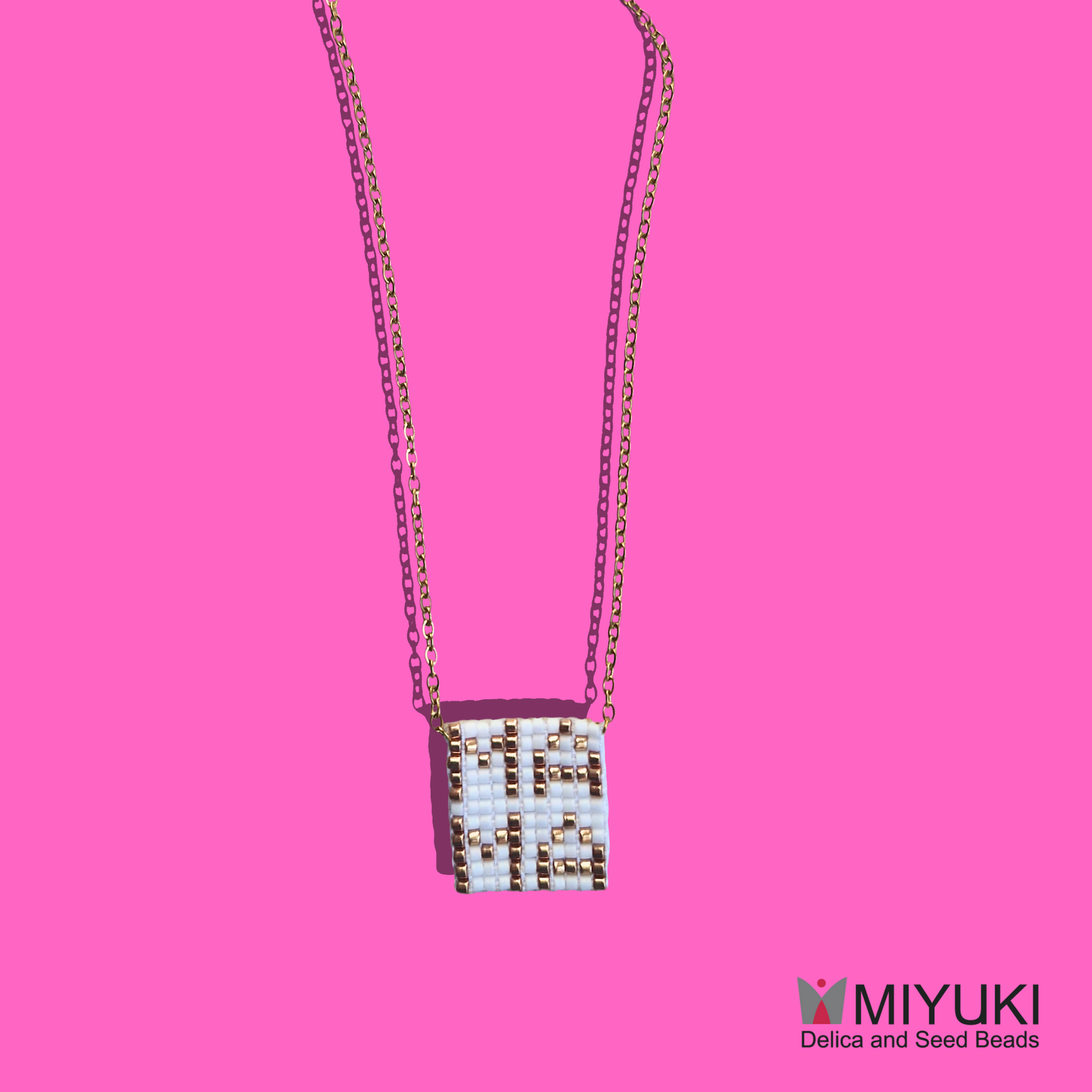 Χειροποίητο Κολιέ Μαμά από Χάντρες MIYUKI σε Ατσάλινη Χρυσή Αλυσίδα