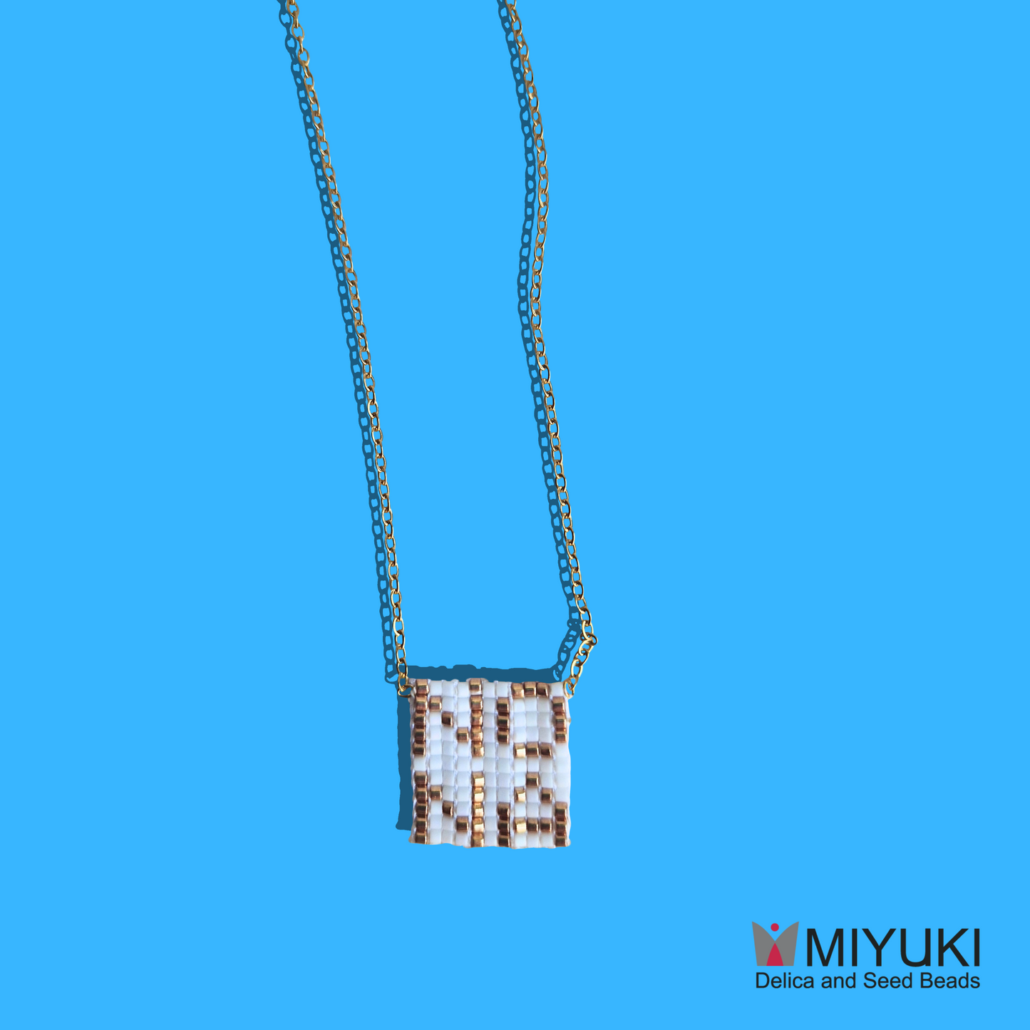 Χειροποίητο Κολιέ Νονά από Χάντρες MIYUKI σε Ατσάλινη Χρυσή Αλυσίδα