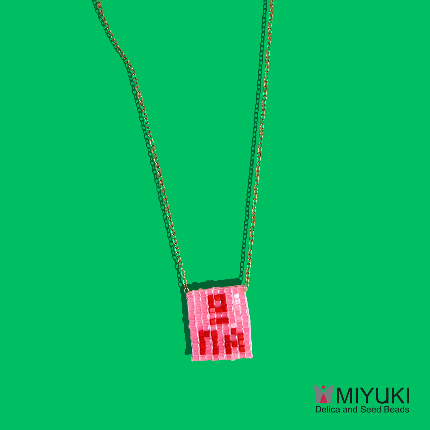 Χειροποίητο Κολιέ Ώπα από Χάντρες MIYUKI σε Ατσάλινη Χρυσή Αλυσίδα