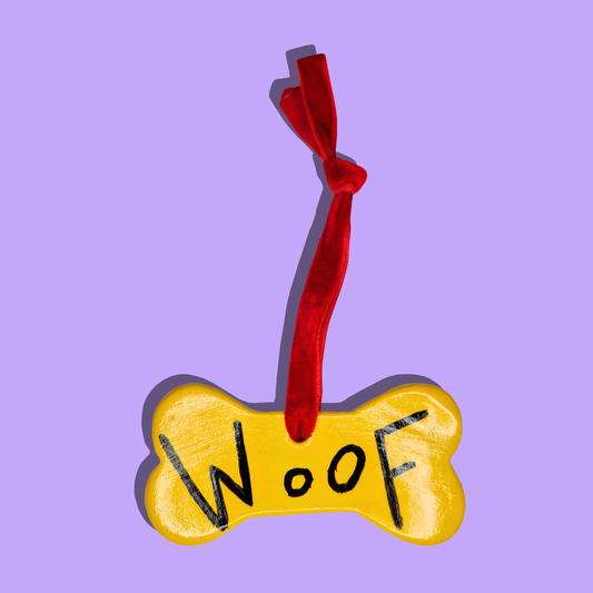 Χειροποίητο Χριστουγεννιάτικο Κεραμικό Στολίδι Κίτρινο Κόκκαλο Woof