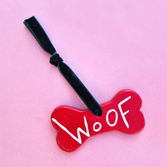 Χειροποίητο Χριστουγεννιάτικο Κεραμικό Στολίδι Κόκκινο Κόκκαλο Woof