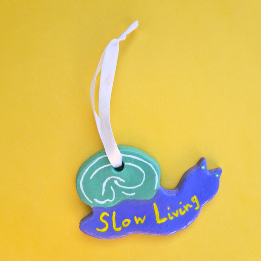 Χειροποίητο Χριστουγεννιάτικο Κεραμικό Στολίδι Λιλά Σαλιγκάρι Snail's Ear Slow Living