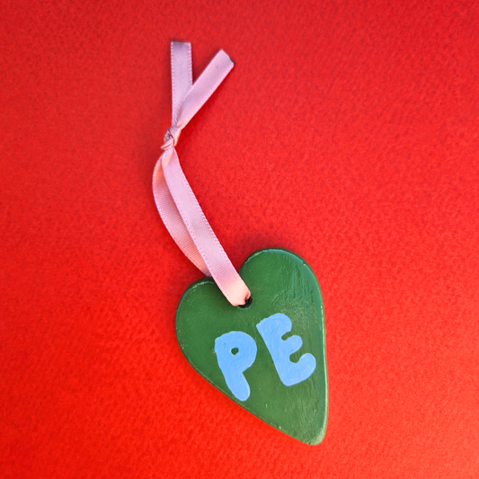 Χειροποίητο Χριστουγεννιάτικο Κεραμικό Στολίδι Πράσινη Καρδιά ΡΕ