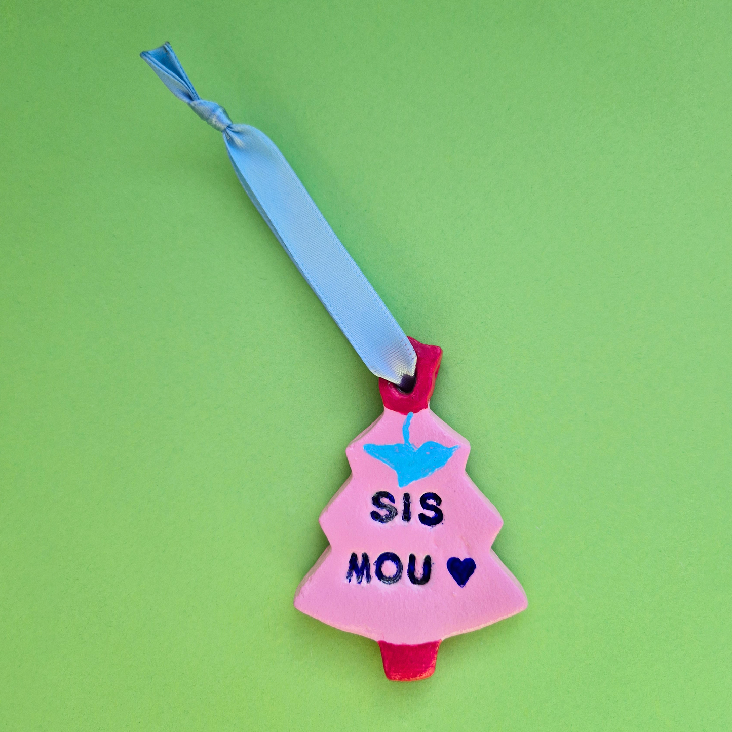 Χειροποίητο Χριστουγεννιάτικο Κεραμικό Στολίδι Ροζ Έλατο Σις Μου 💜