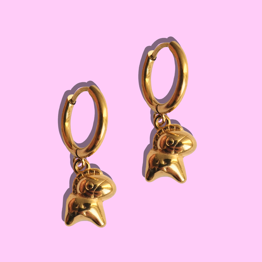 Χριστουγεννιάτικα Ατσάλινα Χρυσά Σκουλαρίκια Αλογάκι