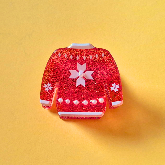 Χριστουγεννιάτικο Κλάμερ Μαλλιών Κόκκινο Πουλόβερ Christmas Sweater