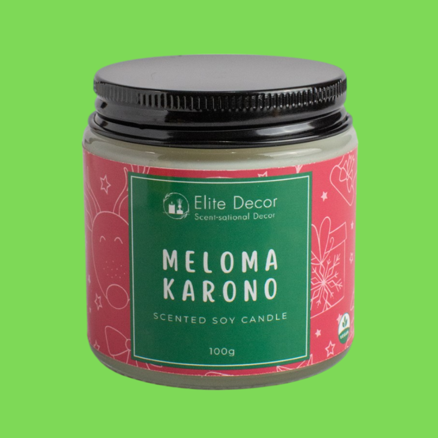 Χριστουγεννιάτικο Χειροποίητο Κερί Σόγιας με Άρωμα Μελομακάρονο 100gr