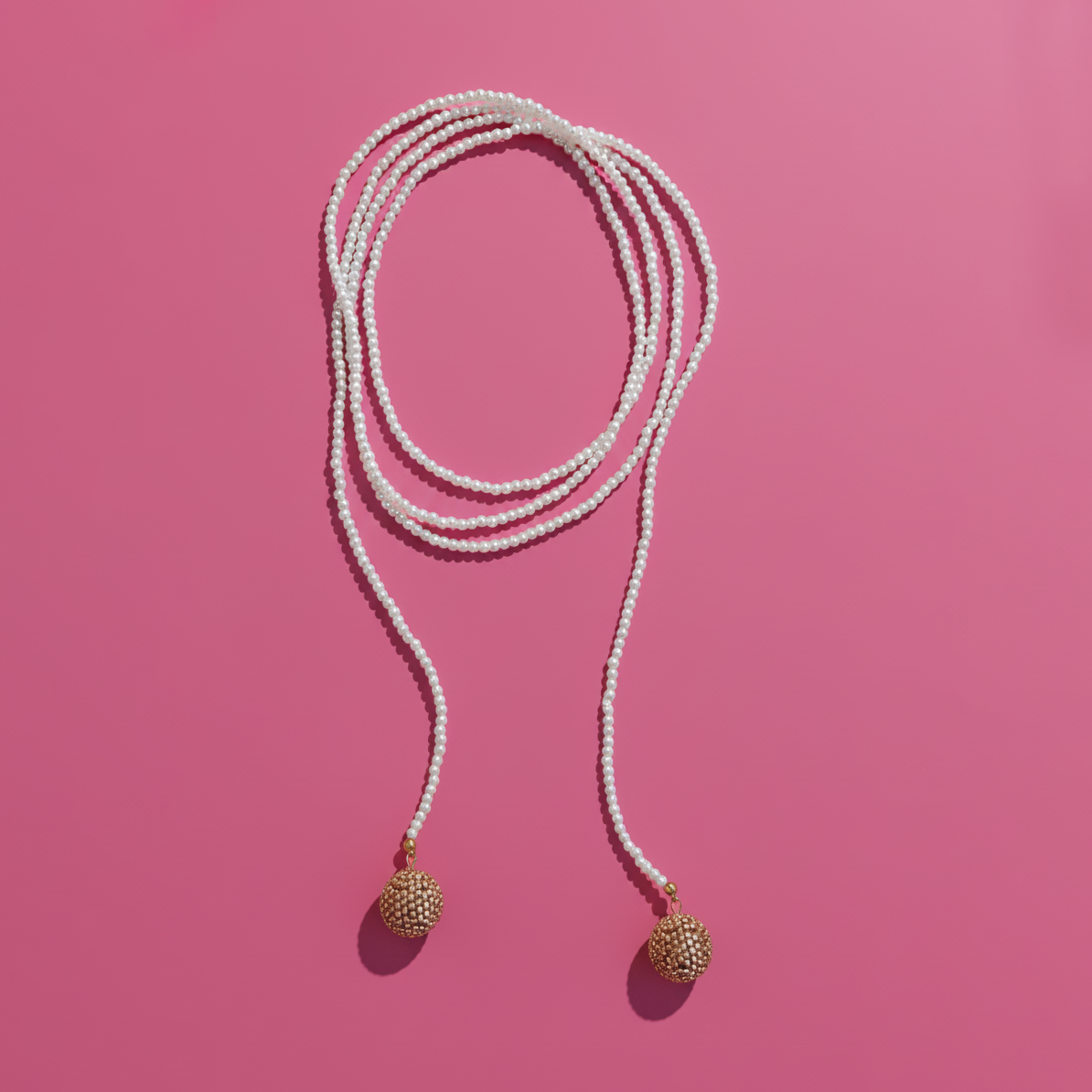 Χριστουγεννιάτικο Χειροποίητο Κολιέ από Ακρυλικές Πέρλες και Μπάλες από Χάντρες Miyuki Χρυσές