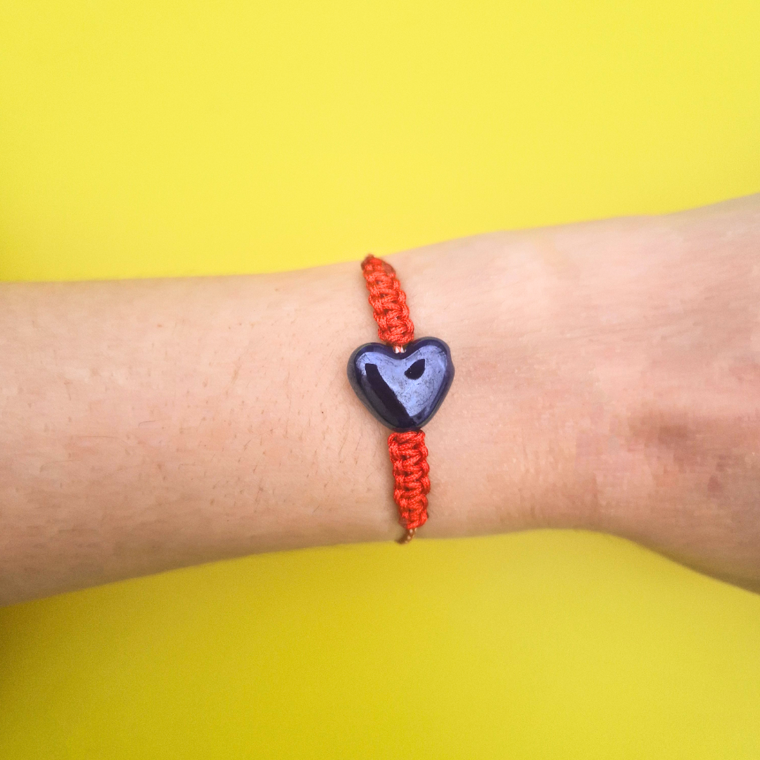 Μαρτάκι Χειροποίητο με Μπλε Κεραμική Καρδιά και Μακραμέ για Ενήλικες και Παιδιά